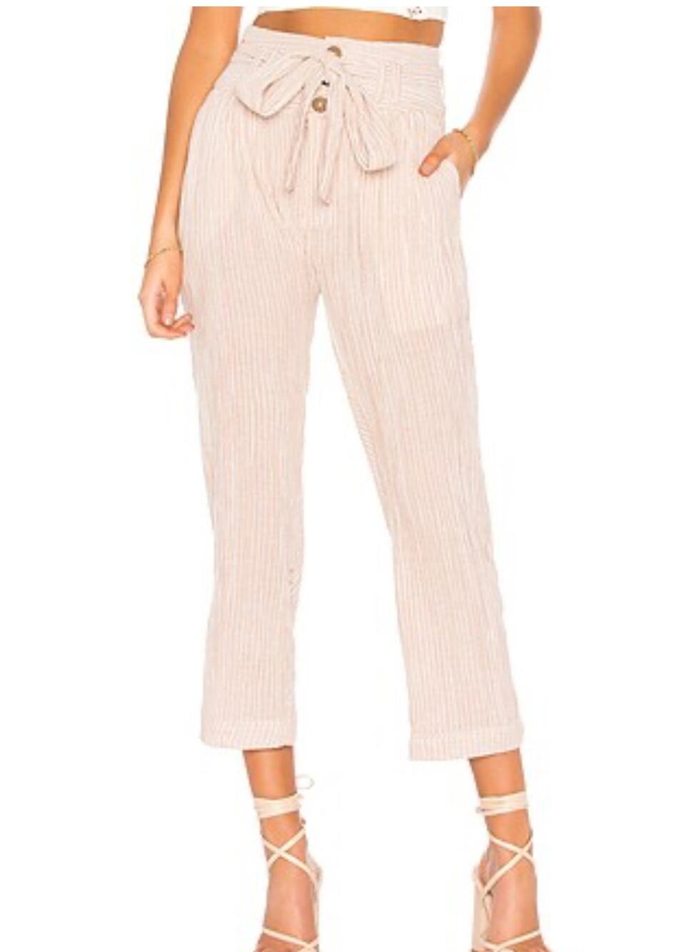 Free People Rumors Yarn Dye Harem Pants Cream Orange Pinstripe 8